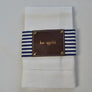 Fabric/Leather Style Napkin Wrap SET(4) - Navy Stripe