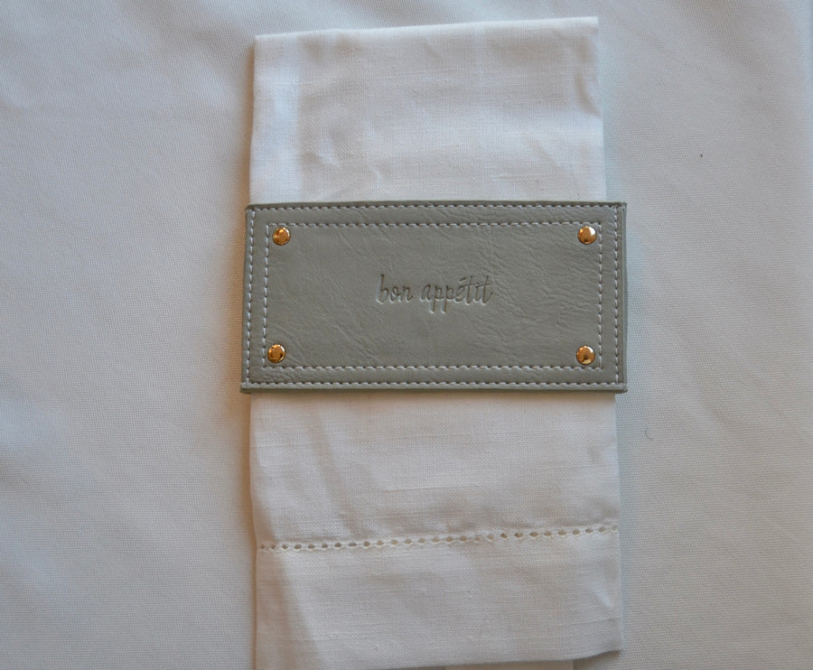Leather Style Napkin Wrap SET(4) - Grey