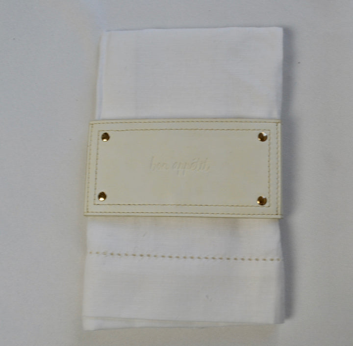 Leather Style Napkin Wrap - Off White