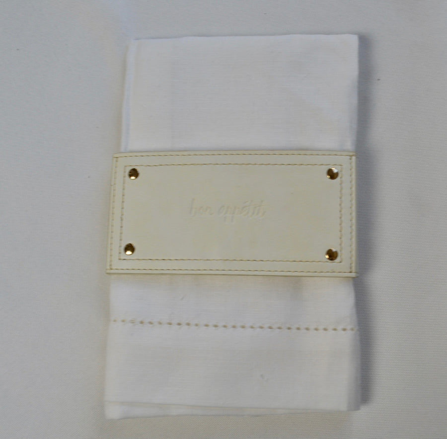 Leather Style Napkin Wrap SET (4) - Off White