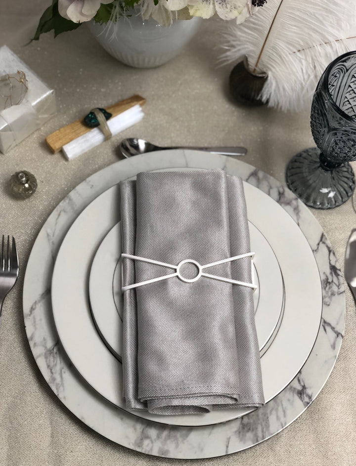 Circle X Napkin Wrap- Matte Silver