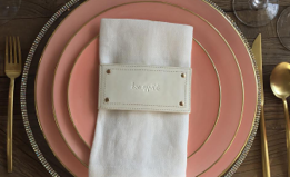 Leather Style Napkin Wrap - Off White