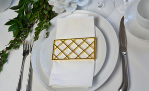 Large Trellis Napkin Wrap Set (4) Matte Gold